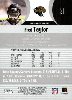 2003 Bowman's Best #21 Fred Taylor Back