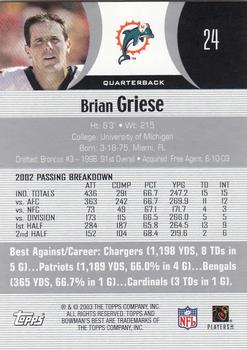 2003 Bowman's Best #24 Brian Griese Back