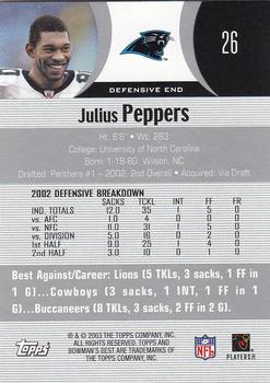 2003 Bowman's Best #26 Julius Peppers Back