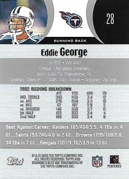 2003 Bowman's Best #28 Eddie George Back