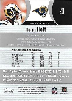 2003 Bowman's Best #29 Torry Holt Back