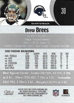 2003 Bowman's Best #30 Drew Brees Back
