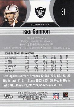 2003 Bowman's Best #31 Rich Gannon Back