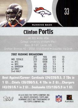 2003 Bowman's Best #33 Clinton Portis Back
