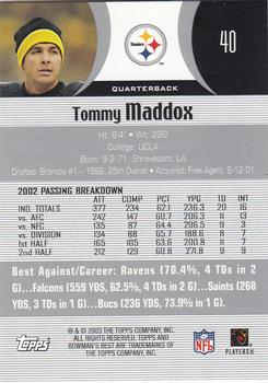2003 Bowman's Best #40 Tommy Maddox Back