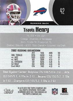 2003 Bowman's Best #42 Travis Henry Back