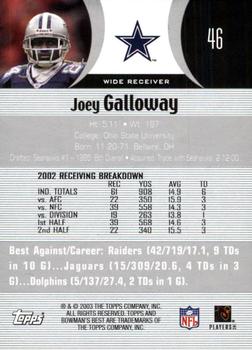 2003 Bowman's Best #46 Joey Galloway Back