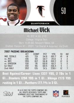 2003 Bowman's Best #50 Michael Vick Back