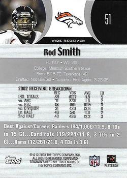 2003 Bowman's Best #51 Rod Smith Back