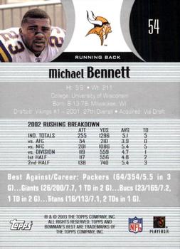 2003 Bowman's Best #54 Michael Bennett Back