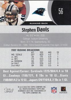 2003 Bowman's Best #56 Stephen Davis Back