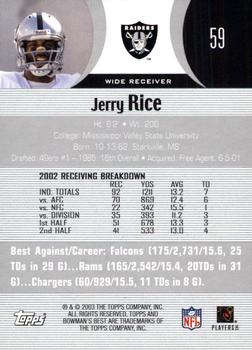 2003 Bowman's Best #59 Jerry Rice Back