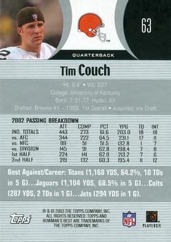 2003 Bowman's Best #63 Tim Couch Back