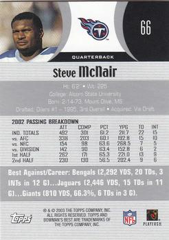 2003 Bowman's Best #66 Steve McNair Back