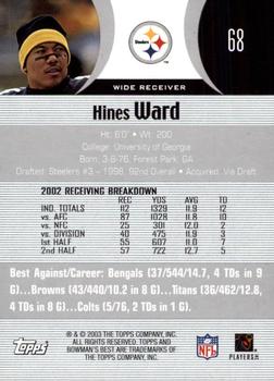 2003 Bowman's Best #68 Hines Ward Back