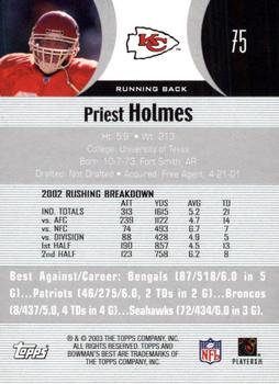 2003 Bowman's Best #75 Priest Holmes Back