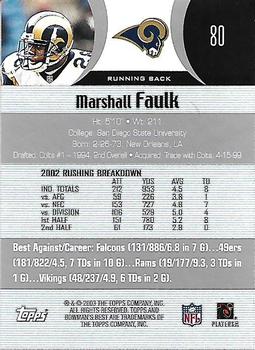 2003 Bowman's Best #80 Marshall Faulk Back