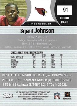 2003 Bowman's Best #91 Bryant Johnson Back