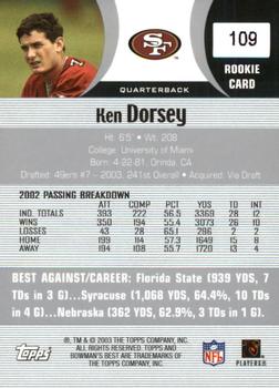 2003 Bowman's Best #109 Ken Dorsey Back
