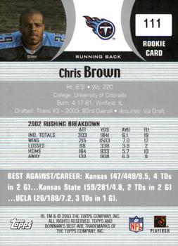 2003 Bowman's Best #111 Chris Brown Back