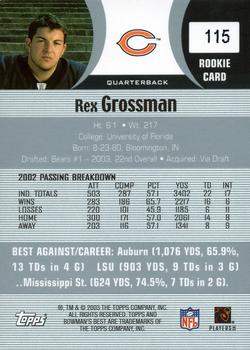 2003 Bowman's Best #115 Rex Grossman Back