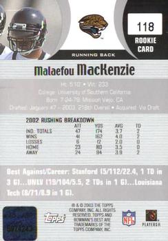2003 Bowman's Best #118 Malaefou Mackenzie Back