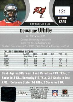 2003 Bowman's Best #121 DeWayne White Back