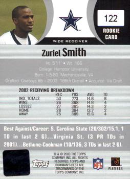 2003 Bowman's Best #122 Zuriel Smith Back