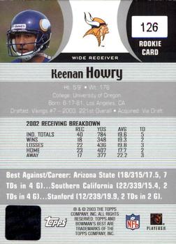2003 Bowman's Best #126 Keenan Howry Back