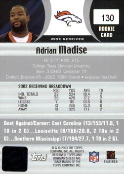 2003 Bowman's Best #130 Adrian Madise Back