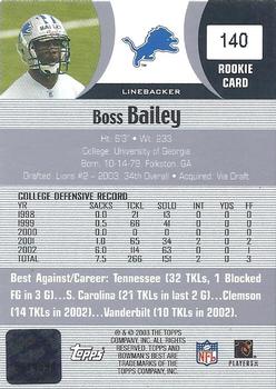 2003 Bowman's Best #140 Boss Bailey Back