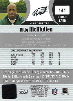 2003 Bowman's Best #141 Billy McMullen Back