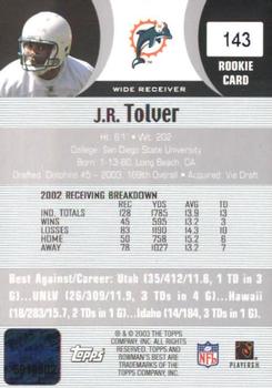 2003 Bowman's Best #143 J.R. Tolver Back