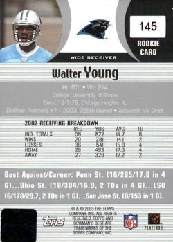 2003 Bowman's Best #145 Walter Young Back