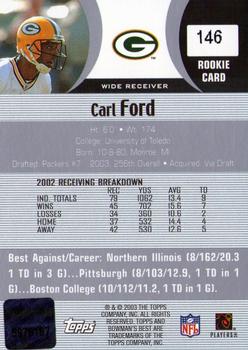 2003 Bowman's Best #146 Carl Ford Back