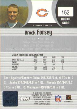 2003 Bowman's Best #152 Brock Forsey Back