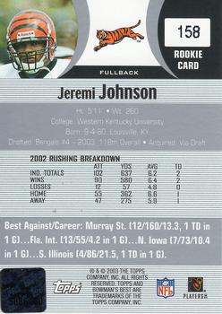 2003 Bowman's Best #158 Jeremi Johnson Back