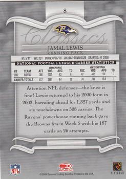 2003 Donruss Classics #8 Jamal Lewis Back