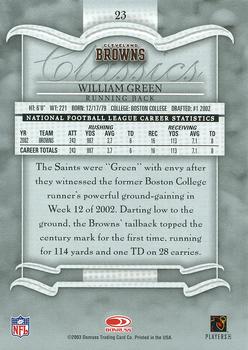 2003 Donruss Classics #23 William Green Back
