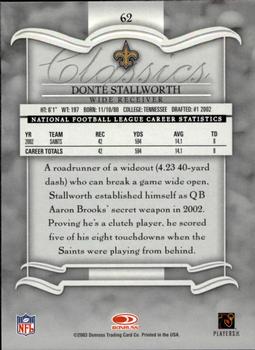 2003 Donruss Classics #62 Donte' Stallworth Back