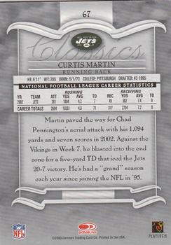 2003 Donruss Classics #67 Curtis Martin Back