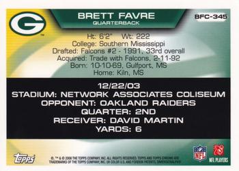 2008 Topps Chrome - Brett Favre Collection #BFC-345 Brett Favre Back