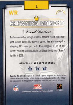 2003 Donruss Gridiron Kings #1 David Boston Back