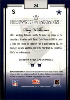 2003 Donruss Gridiron Kings #24 Roy Williams Back