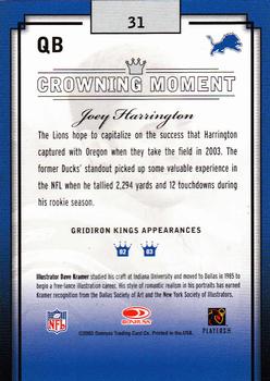 2003 Donruss Gridiron Kings #31 Joey Harrington Back