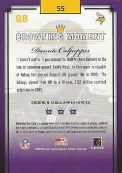 2003 Donruss Gridiron Kings #55 Daunte Culpepper Back
