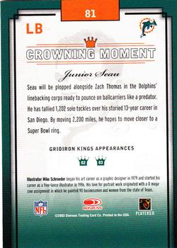 2003 Donruss Gridiron Kings #81 Junior Seau Back