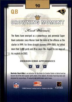 2003 Donruss Gridiron Kings #90 Kurt Warner Back