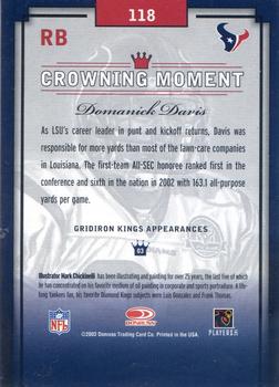 2003 Donruss Gridiron Kings #118 Domanick Davis Back