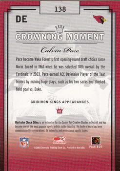 2003 Donruss Gridiron Kings #138 Calvin Pace Back